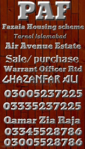 139 sq yds commercial plot for sale in PAF Tarnol Fazaia islamabad