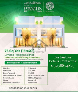 BAHRIA GREEN LIMITED RESIDENTIAL PLOTS AVAILABLE