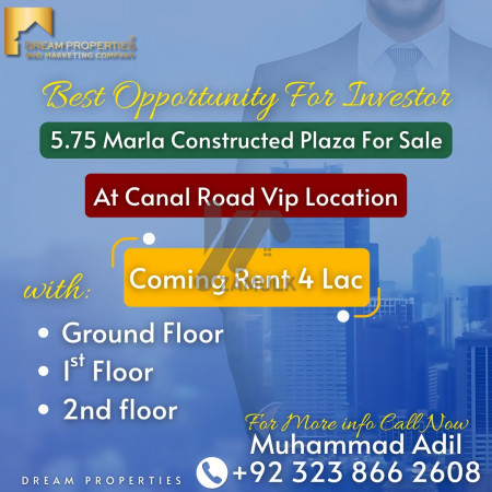 5.75 Marla Constructed Plaza For Sale In Canal Road Faisalabad