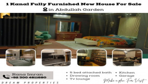 1 Kanal Fully Furnished New House For Sale in Abdullah Garden Faisalabad