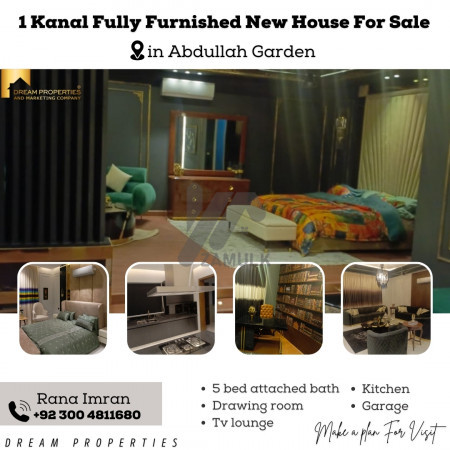 1 Kanal Fully Furnished New House For Sale in Abdullah Garden Faisalabad