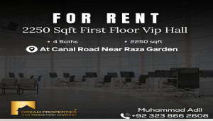 2250sqft Vip Hall At First Floor Available For Rent At Canal Road Near Raza Garden fsd