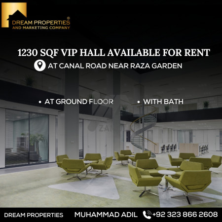 1230 Sqft Vip Hall Available For Rent At Canal Road Faisalabad