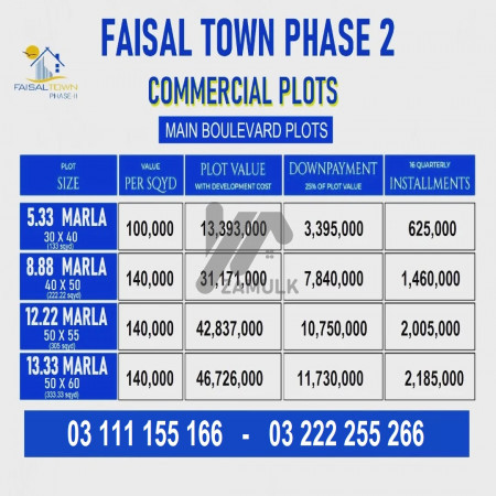 8 Marla Commercial Plot Faisal Town Phase 2